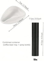 Compatible for Coffee Beans Dosing Measuring Tray White Porcelain Coffee Tea Leaves Measuring Spoon Weighing Plate Tea Dispenser(White black) - Image 2