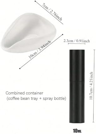 Compatible for Coffee Beans Dosing Measuring Tray White Porcelain Coffee Tea Leaves Measuring Spoon Weighing Plate Tea Dispenser(White black) - Image 2
