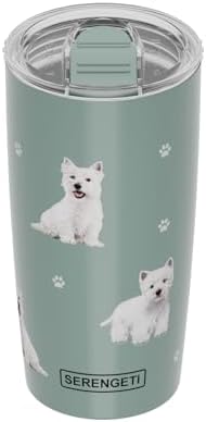 SERENGETI Westie 20 Oz. Stainless Steel, Vacuum Insulated Tumbler with Spill Proof Lid - 3D Print - Insulated Travel mug for Hot or Cold Drinks (Westie Tumbler) by ESPETS