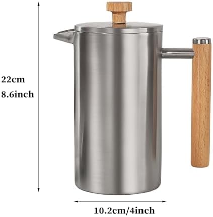 French Press Coffee Maker Double Wall Insulated French Coffee Press Stainless Steel With 3-level Disassemble Filters, Cold Brew Coffee Tea Pot, Easy To Clean(/Black,1000ml) - Image 6