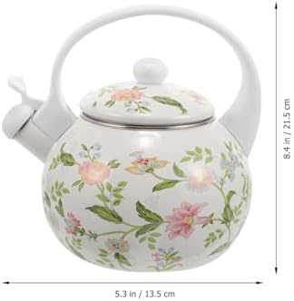 Hemoton Enamel Tea Kettle 2.2 Quart Stovetop Whistling Water Kettle Thickened Steel Enamel Teapot for Home and Office Kitchen - Image 2