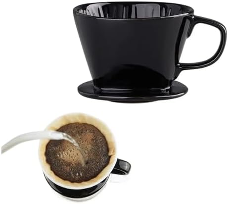 Reusable Over Coffee Maker Ceramic Portable Dripper Flat Bottom Brewing Filter Cone Travel(White-Large) - Image 5