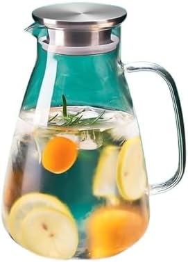 Water Pitcher Household Cold Kettle Heat Resistant Teapot Large Capacity Water Pitcher Glass Water Carafe with Lid for Juice, Milk,Beverages Water Jug(2600ml) by Unknown
