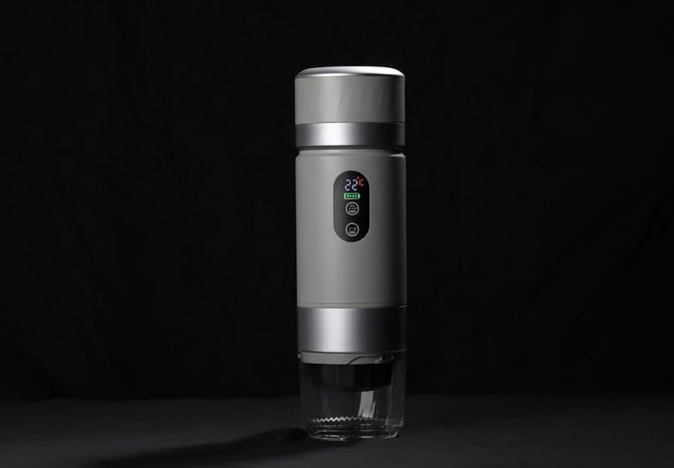 Portable Coffee Maker KF-JN-03 with Digital Display & 20 BAR Pressure – Hot & Cold Brew, Compatible with Coffee Grounds and Capsules, Compact Single-Serve Design with Transparent Cup & 60ml Tank - Image 3