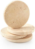 Natural Marble Coaster Set of 4.Round Drinks Coasters,Non-Ceramic/Non-Resin by STAVORAE