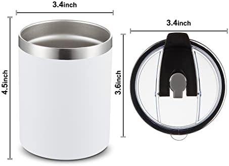 MEWAY 12 oz Lowball, Tumbler Stainless Steel Double Wall Vacuum Insulated Mug with Straw and Lid, Cleaning Brush ，Durable Powder Coated Insulated Coffee Cup for Cold & Hot Drinks (White,4 pack) - Image 3