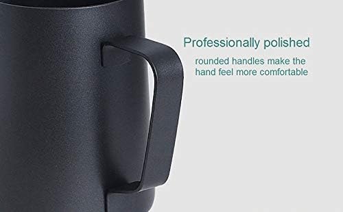 Milk Frothing Pitcher with Measurement on Both Sides, Black Stainless Steel Heat Insulation Milk Frothing Pitcher Coffee Tools Cup 20 oz (600 ml) - Image 4