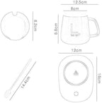 Mug and Warmer Set for Coffee Electric Plate for Beverage Heating at Home and Office White - Image 3
