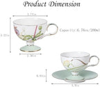 KAMMAK Tea Cups Set of 2,Ceramic Floral Pattern Demitasse Cup - Image 2