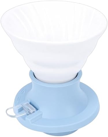 EVGATSAUTO Ceramic Coffee Dripper, Heat Proof Portable Immersion Style Manual Brew Maker with Silicone Base for Home Office Pour Over Coffee (Blue) by Evgatsauto