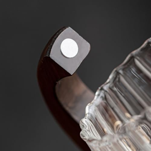 YUDIZWS Lazy Kung Fu Glass Tea Set Semi Automatic Tea Set I Glass Teapot with Infuser for Magnetic Water Flow Wooden Glass Teapot Set Excellent Gift for Tea Lovers,A - Image 6
