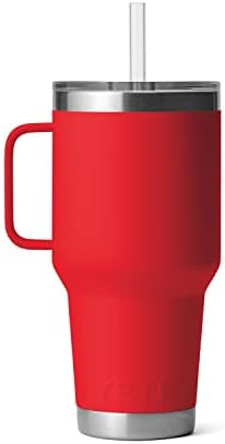 YETI Rambler 35 oz Tumbler with Handle and Straw Lid, Travel Mug Water Tumbler, Vacuum Insulated Cup with Handle, Stainless Steel, Rescue Red - Image 7