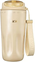 TKK 16oz Travel Coffee Mug, Ceramic Coated Interior, 316 Stainless Steel Liner, Leakproof Flip Lid, Vacuum Insulated Tumbler with Carry Strap, Reusable Cup for Hot & Cold Drinks by TKK