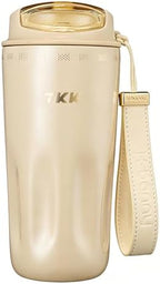 TKK 16oz Travel Coffee Mug, Ceramic Coated Interior, 316 Stainless Steel Liner, Leakproof Flip Lid, Vacuum Insulated Tumbler with Carry Strap, Reusable Cup for Hot & Cold Drinks by TKK