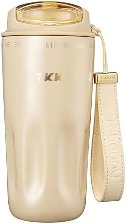 TKK 16oz Travel Coffee Mug, Ceramic Coated Interior, 316 Stainless Steel Liner, Leakproof Flip Lid, Vacuum Insulated Tumbler with Carry Strap, Reusable Cup for Hot & Cold Drinks by TKK