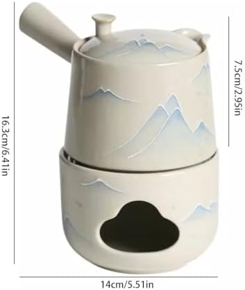 Tea Pots For Loose Tea Simple Ceramic Hand-painted Landscape Side Handle Teapot Household Underglaze Color Candle Warm Tea Brewing Teapot Tea Infuser Pot - Image 2
