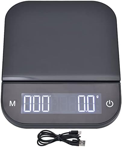 Tyenaza Coffee Scale, Digital Kitchen Scale, 3KG Large LED Backlit Coffee Scale Dual Units USB Charging Timing Function Scale for Home Kitchen Cafe by Tyenaza