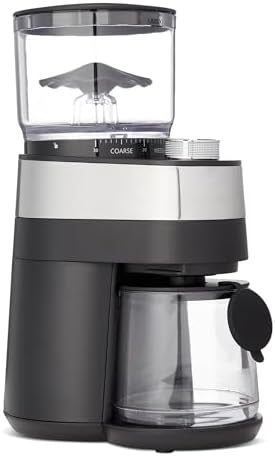 Amazon Basics Burr Coffee Grinder, 30 Grind Settings for French Press, Drip Coffee and Espresso, Anti-Static System, 6.5-Ounce Hopper, Black by AmazonBasics
