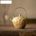 Tea Pots For Loose Tea 320ml Rough Pottery Handmade Teapot Japanese Filter Loop-handled Teapot Tea Brewing Kettle Teaset Tea Pots Coffee Pot Tea Infuser Pot(C 12X13.8CM 320ML) - Image 6