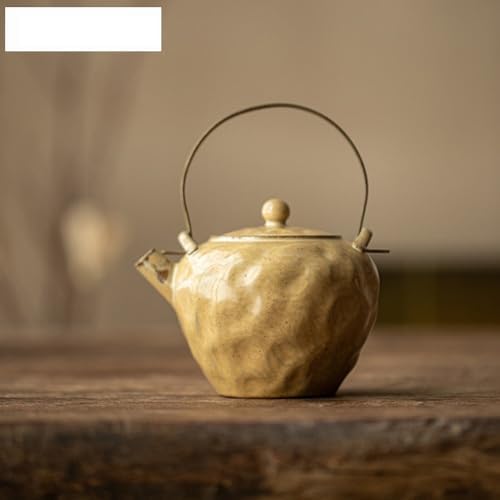 Tea Pots For Loose Tea 320ml Rough Pottery Handmade Teapot Japanese Filter Loop-handled Teapot Tea Brewing Kettle Teaset Tea Pots Coffee Pot Tea Infuser Pot(C 12X13.8CM 320ML) - Image 6