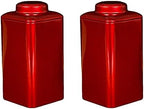 GRFIT Tea Canister 2 Pieces Tea Tins Sealed Storage Jars Iron Container for Storing Loose Leaf TeeA Tea Canister (Color : Rood, Size : 7.5x7.5x15.5cm) by Unknown
