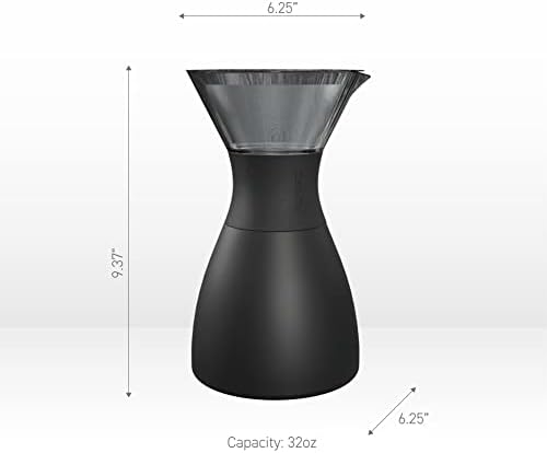asobu Insulated Pour Over Coffee Maker (32 oz.) Double-Wall Vacuum, Stainless-Steel Filter and Take on the Go Carafe (Burgundy) - Image 6