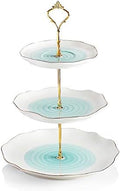 Sweejar 3 Tier Ceramic Cake Stand,Dessert Stand,Cupcake Stand,Tea Party Pastry Serving Platter,Food Display Stand for Tea/Coffee/Birthday/Wedding/Women/Afternoon/Gift - Blue by Sweejarco1949