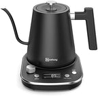 Nicebay Electric Gooseneck Kettle, Kettle with Heating Base Buttons and LED Display, Pure Stainless Steel Inner Tea 1200W Fast Heating, Pour Over Coffee 0.8L, Black, (SK-0804) by Nicebay