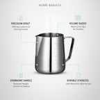 Stainless Steel Milk Frothing Pitcher for Espresso, Latte Art Steaming Jug with Precision Spout, Home Barista Coffee Station Accessory (1 PC) - Image 4