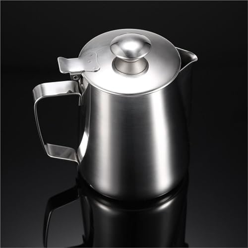 Stainless Steel Milk Frothing Pitcher with Lids Steam Coffee Barista Kettle Milk Cream Cup Jug for Coffee(600ml) - Image 4