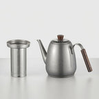 Stainless Steel Teapot Pour Over Coffee Kettle Gooseneck Water Pot With Precision Spout And Wood Knob Suitable for home, style to 1, 1600ml With Tea Infuser - Image 3