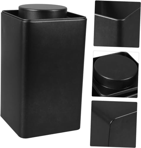 tin coffee container loose leaf tea storage tea coffee tins small jar with lid tea bag container tea storage tin coffee storage canister tea black tea can round Tinplate-Black||12.6x9.6x9.6cm - Image 5