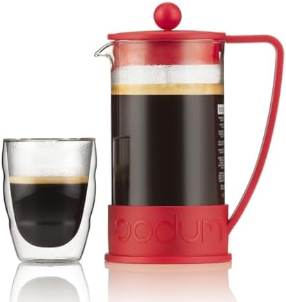 Bodum 34oz Brazil French Press Coffee Maker, High-Heat Borosilicate Glass, Red - Made in Portugal - Image 5