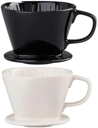 Reusable Over Coffee Maker Ceramic Portable Dripper Flat Bottom Brewing Filter Cone Travel(Black-Large) - Image 2