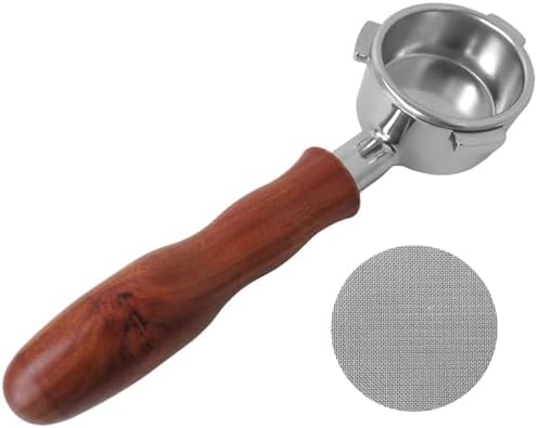 For Breville 54mm Espresso Machines - Bottomless Portafilter with Basket & Puck Screen, Wood Handle by Unknown