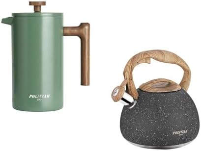 POLIVIAR 34 oz French Press Coffee Maker & 2.7 Quart Tea Kettle Combo Package, Food Grade Stainless Steel for Good Coffe and Tea by POLIVIAR7379