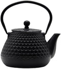 20.3oz Small Cast Iron Teapot, SECHUDO Cast Iron Tea Kettle for Stovetop Safe Coated with Enameled Interior, Cast Iron Tea Pot with Stainless Steel Infuser for Loose Tea (Black Honeycomb Pattern) by SECHUDO
