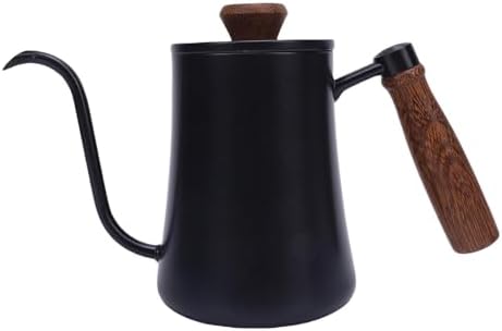 Walfront Gooseneck Coffee Kettle, 600ml 304 Stainless Steel Pour Over Kettle with Wood Handle, Long Spout, Measurement Marks, Precision Brewing Pot for Home Coffee Drip Brewing (Black) - Image 6
