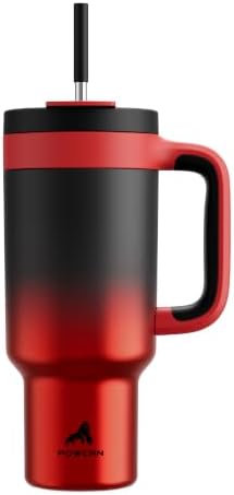 POWCAN 40 oz Tumbler with Handle, 2-in-1 Straw and Sip Lid, Leakproof, Dishwasher Safe, Insulated Stainless Steel Travel Coffee Mug, Keeps Cold for 34 Hours, Fits in Car Cup Holder (Ace) by POWCAN