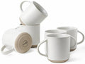 Kanwone Coffee Mugs 16oz, Stoneware Mugs Set, Ceramic Coffee Cups with Handle for Latte, Hot Tea, Cappuccino, Cocoa, Housewarming Wedding Gift, Microwave and Dishwasher Safe, Set of 6, Neutral White by Kanwone