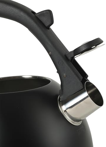 Mr. Coffee Clarefield 2.4 Qt Whistling Tea Kettle – Matte Black Stovetop Water Kettle with Lid, Heat-Resistant Nylon Handle and Knob, Stainless Steel Trim - Image 4