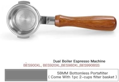 Compatible With BES920, 980, 990, 58mm Bottomless Portafilter, Stainless Steel Naked Coffee Handle, Cafe Accessories(Red C) - Image 2