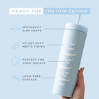 STRATA CUPS Periwinkle Skinny Tumblers with Lids and Straws (12 pack) - 16oz Double Wall Acrylic Tumbler, Tall Matte Skinny Tumblers, Bulk with Free Straw Cleaner, Reusable Cups - Image 4