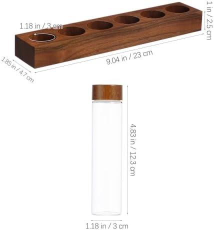 Glass Coffee Bean Storage Tubes 0.6 Oz Containers with Wooden Stand, Sealed - Image 6
