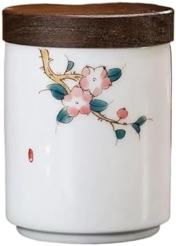 Tea Canister, Tea Caddy Portable Travel Tea Caddy Moisture-Proof Coffee Bean Tin with Wooden Lid Food Storage Jar for Coffee/Sugar/Loose Tea Leaf(F) by Unknown