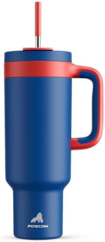 POWCAN 50 oz Tumbler with Handle, 2-in-1 Straw and Sip Lid, Leakproof, Dishwasher Safe, Insulated Stainless Steel Travel Coffee Mug, Keeps Cold for 34 Hours, Fits in Car Cup Holder (Heroic) by POWCAN