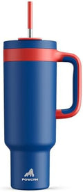 POWCAN 50 oz Tumbler with Handle, 2-in-1 Straw and Sip Lid, Leakproof, Dishwasher Safe, Insulated Stainless Steel Travel Coffee Mug, Keeps Cold for 34 Hours, Fits in Car Cup Holder (Heroic) by POWCAN