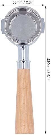 Coffee Portafilter 54Mm Aluminum Alloy 2 Ears Bottomless With Handle Single Layer Filter Screen E Circular Red Wood For Home (Beech) - Image 4