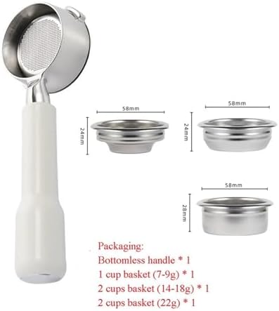 58mm Bottomless Portafilter，Compatible For Gaggia，Baby Classic With 1/2/4 Cup Basket Espresso Machine Barista Accessory(ABS white) - Image 2