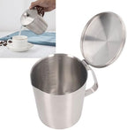 304 Stainless Steel Measuring Cup with Lid, Milk Frothing Pitcher for Art, Large Capacity Coffee Milk Cup with Markings, Steaming Pitcher for Home and Use - Image 2